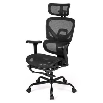 Office chair, With footrest, Black, 71 × 115–123 × 71 cm