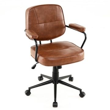 Office chair, with armrests and castors, brown, 63 × 58 × 85–93 cm