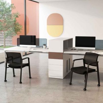Office chairs, 2 pcs, black, 58.42 × 57.15 × 81.28 cm
