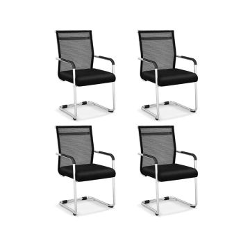 Office chairs, 4 pcs, Black, 53.34 × 53.34 × 95.25 cm