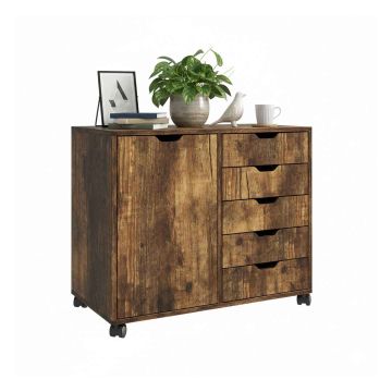 Kontorikonteiner Relaxdays 10052412_8208, 5 sahtlit, 2 lahtrit, Pruun, 78 × 65 × 40 cm