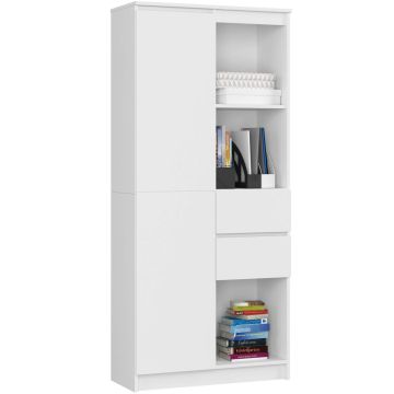 Kontoririiul AKORD CLP R15, uste ja 2 sahtliga, Valge, 80 × 180 × 35 cm