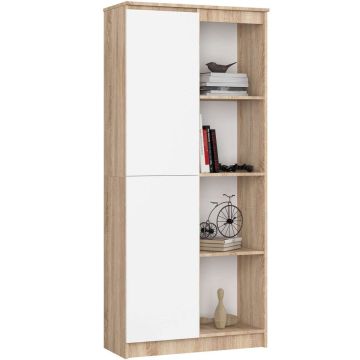 Kontoririiul AKORD R80 CLP, 1 uks, 8 riiulit, tamme/valge, 80 × 180 × 35 cm