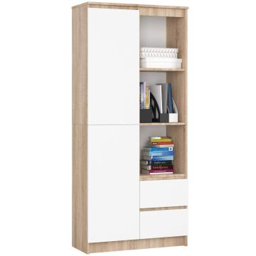 Büroo riiul CLP R11, 2 sahtlit, pruuni/valget värvi, 80 × 180 × 35 cm