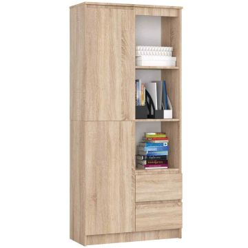 Kontoririiul CLP R11, uste ja 2 sahtliga, Pruun, 80 × 180 × 35 cm