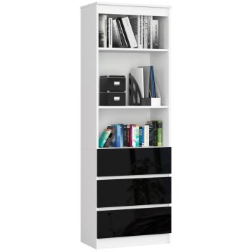 Офисный стеллаж CLP R60, 3 ящика, белый/чёрный, 60 × 180 × 35 см
