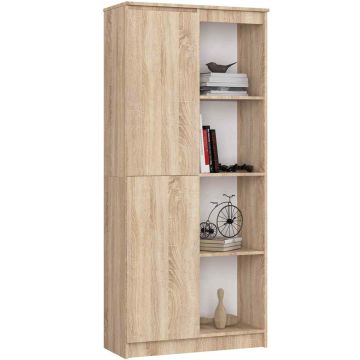 Kontoririiul CLP R80 1D 4P, 1 uks, 8 riiulit, pruun, 80 × 180 × 35 cm