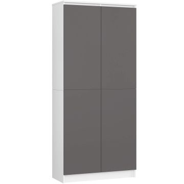 Kontoririiul CLP R80, kahe uksega, valge/hall, 80 × 180 × 35 cm