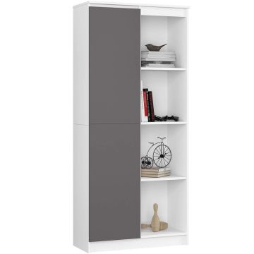 Kontoririiul CLP R80, ühe uksega, valge/hall, 80 × 180 × 35 cm
