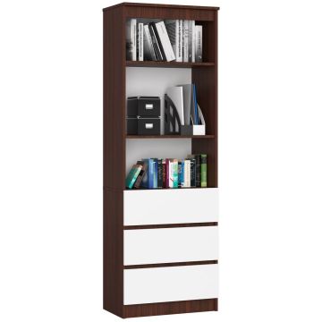 Kontoririiul R60 CLP, 3 sahtlit, 3 riiulit, pruuni-valge, 60 × 180 × 35 cm