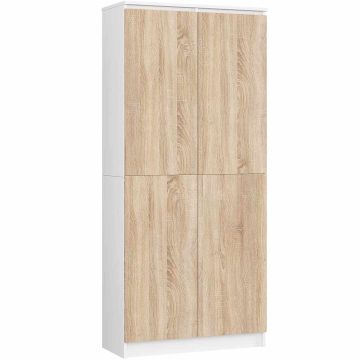 Kontoririiul R80 CLP, 2 ust ja 8 riiulit, valge/tammevärvi, 80 × 180 × 35 cm
