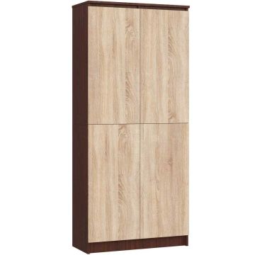 Kontoririiul R80 CLP, 2 ust ja 8 riiulit, pruun/tammevärvi, 80 × 180 × 35 cm