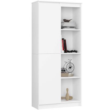 Kontoririiul R80 CLP, 8 riiulit, üks uks, valge, 80 × 180 × 35 cm