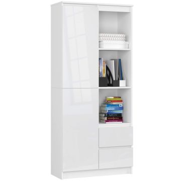 Kontoririiul-kapp CLP R11, 1 uks, 2 sahtlit, 7 riiulit, valget värvi, 80 × 180 × 35 cm