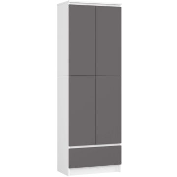 Kontorikapp CLP R60, 2 ust, 1 sahtel, valge/hall, 60 × 180 × 35 cm