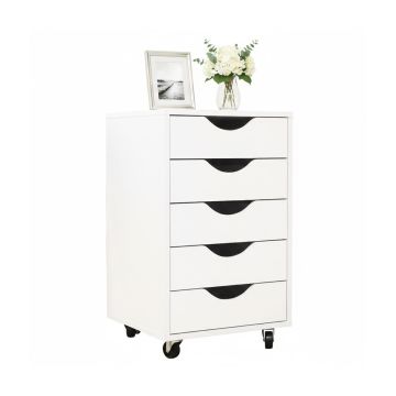 Kontorikapp Relaxdays, 5 sahtlit, Valge, 40 × 66,5 × 40 cm