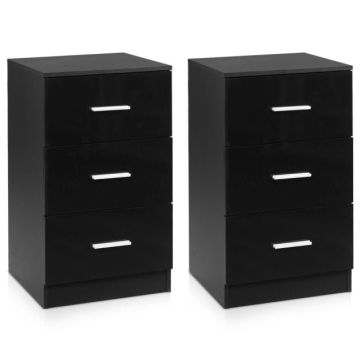 Set of 2 office cabinets, 3 drawers each, Black, 37.1 × 66.5 × 34.2 cm