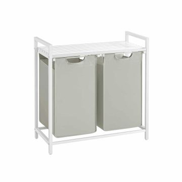 Pesukorv riiuliga 46L., valge/hall