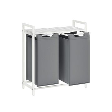 Pesukorv riiuliga 46L., valge/hall