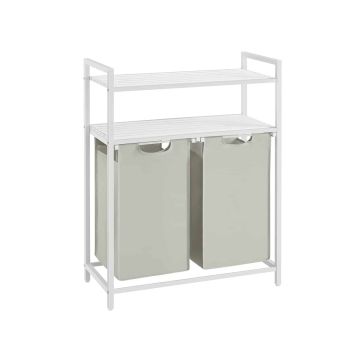 Корзина для белья 2 x 46 л с 2 полками, белая