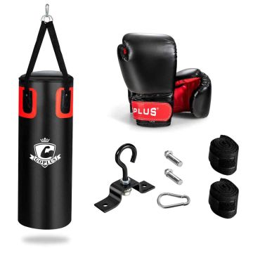 Boxing bag set, 2 pads and 2 gloves, 12 × 12 × 31.5 inches