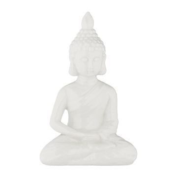 Buddha kuju Relaxdays, meditatsioonipoos, Valge, 18 × 11 × 6 cm
