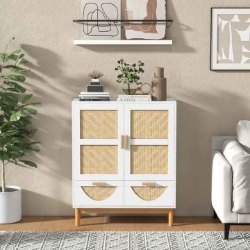 Sideboard, 2 drawers, adjustable shelf, White, 80 × 98 × 35 cm