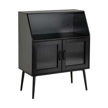 Puhvetkapp, Avatud riiul ja 2 ust, Must, 80,01 × 40,64 × 101,6 cm