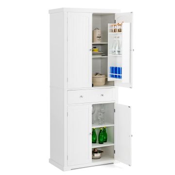 Buffet cabinet with 4 doors, adjustable shelves, white