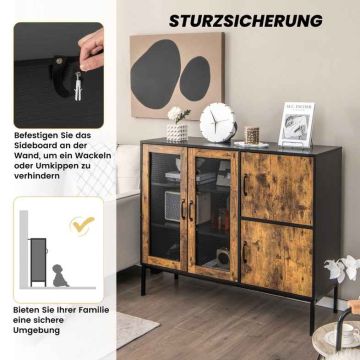 Buffet-type sideboard, 4 cabinets with doors, Brown, 120 × 40 × 100 cm