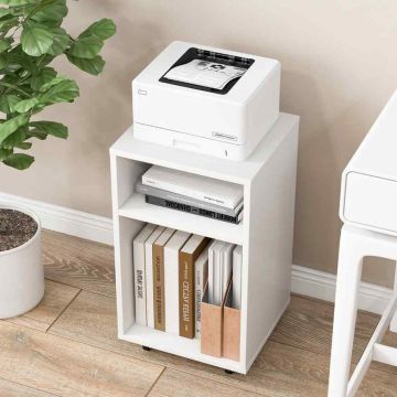 File cabinet, with casters, White, 33.02 × 30.48 × 58.42 cm
