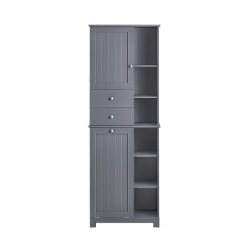 Vannitoa kapp 60x37x170cm., tumehall/hõbedane