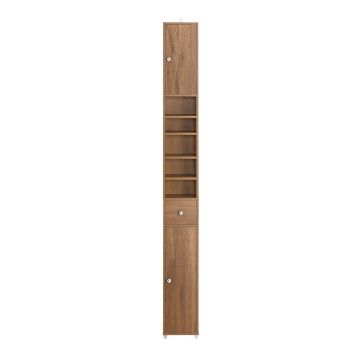 Põrandale paigaldatav vannitoakapp 20x20x180cm., pruun/hõbedane värv