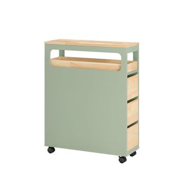 Ratastel vannitoa kapp 65x24x82cm., heledat rohelist/heledat pruuni värvi
