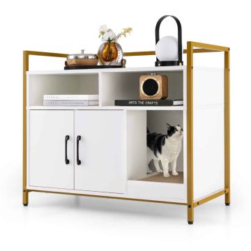 Кошачий туалет 90x45x74см, белый/золотой цвет