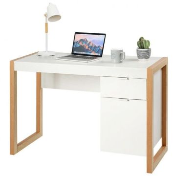 Kirjutuslaud 112,5x50x75cm, valge/heledapruuni värvi