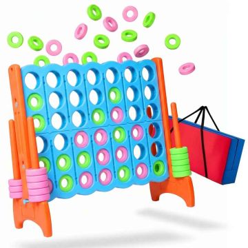 „Connect Four“ mäng Relaxdays, XXL, kotiga, Sinine/oranž, 120 × 110 × 55 cm