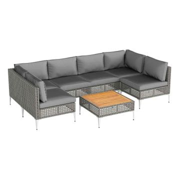 Комплект садовой мебели из 7 предметов, серо-коричневый
