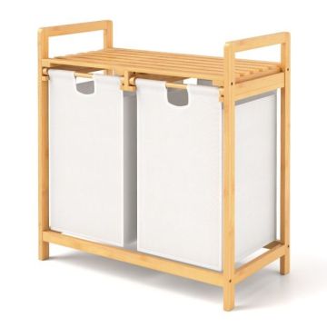 Pesukorv 64x33x73cm, heledalt pruun/valge