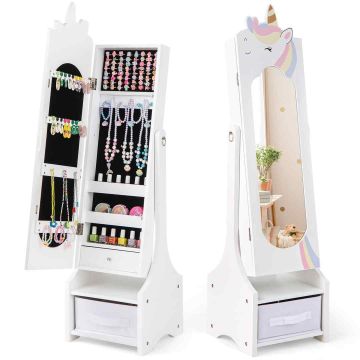 Детское зеркало 31,5x30x115см, белый/черный