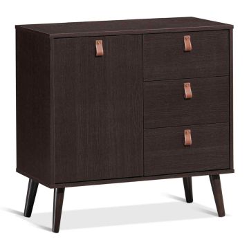 Storage box with 3 drawers and cabinet, adjustable shelf, brown
