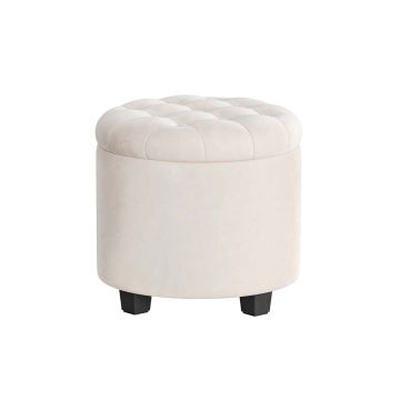 SONGMICS storage pouf, 42 l capacity, Grey, Ø 45 × 44.5 cm