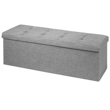 Storage box pouf, Foldable with metal partition, 110 × 38 × 38 cm