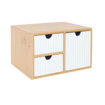 Hoiukarp Relaxdays 10051360_49, 3 sahtlit, Valge/pruun, 25 × 15 × 20 cm
