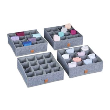 Hoiukastid Relaxdays 10048051.0, 4 tk, 16 lahtrit kastis, 29 × 9 × 29 cm
