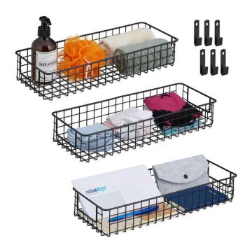 Hoiukorvid Relaxdays, 3 tk, Must, 41 × 7,5 × 16 cm