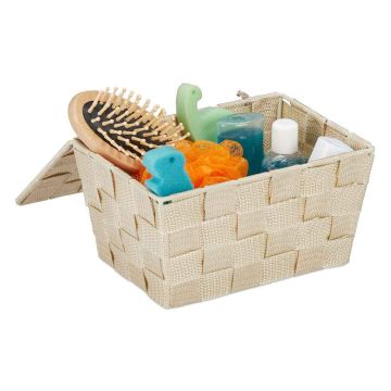 Hoiukorv Relaxdays, 1 tk, Beež, 19,5 × 10,5 × 14,5 cm