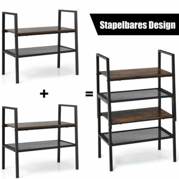 Storage shelf, two-tier, Brown/black, 54.61 × 33.02 × 52.07 cm