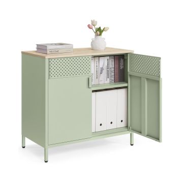 Hoiukapp SONGMICS, Uste ja reguleeritava riiuliga, Roheline/Tamm, 80 × 76 × 40 cm
