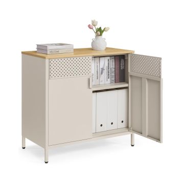 Hoiukapp SONGMICS, Uste ja reguleeritava riiuliga, Beež/Tamm, 80 × 76 × 40 cm
